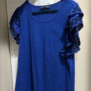 Royal Blue Eyelet Sleeve Top